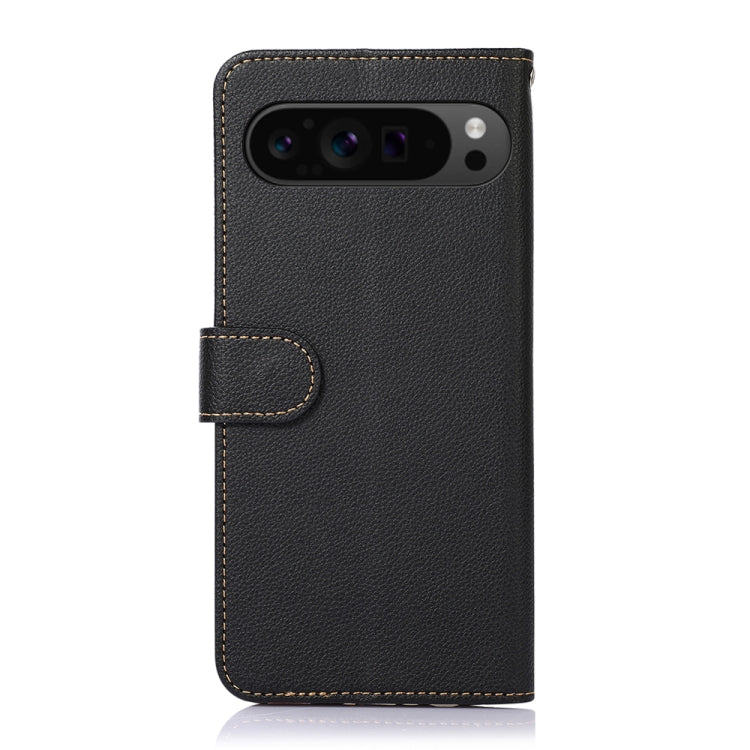 For Google Pixel 9 KHAZNEH Litchi Texture Leather RFID Phone Case(Black) - Google Cases by buy2fix | Online Shopping UK | buy2fix