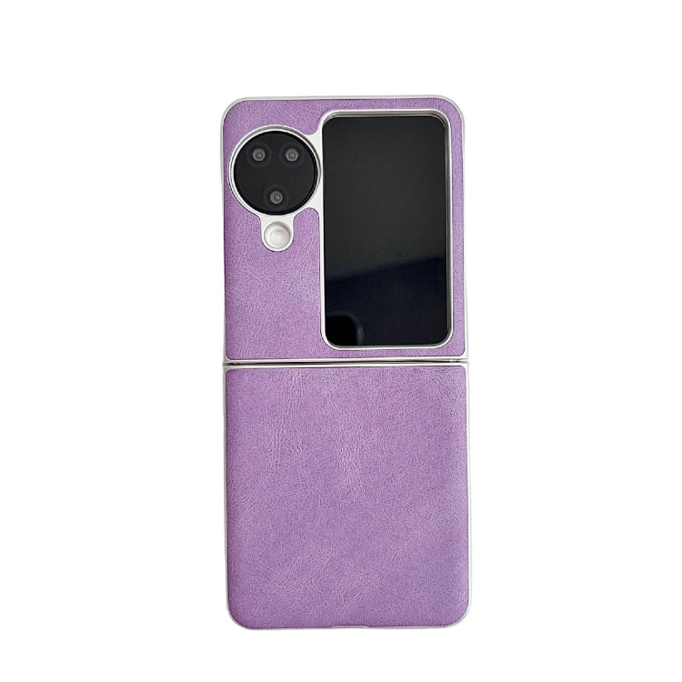 For OPPO Find N3 Flip Skin Feel Leather Texture Pearlescent Paint Shockproof Phone Case(Purple) - Find N3 Flip Cases by buy2fix | Online Shopping UK | buy2fix