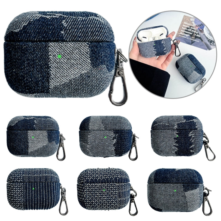 For AirPods Pro Stitching Denim Cloth Bluetooth Earphone Protective Case(Grid) - For AirPods Pro by buy2fix | Online Shopping UK | buy2fix