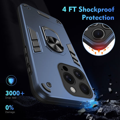 For iPhone 16 Pro Shockproof Metal Ring Holder Phone Case(Blue) - iPhone 16 Pro Cases by buy2fix | Online Shopping UK | buy2fix