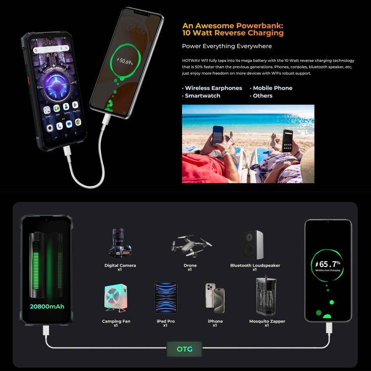 [HK Warehouse] HOTWAV W11 Rugged Phone, 6GB+256GB, Night Vision, 20800mAh, 6.6 inch Android 13 MT8788 Octa Core, Network: 4G, OTG(Bronzed Gold) - Other by HOTWAV | Online Shopping UK | buy2fix