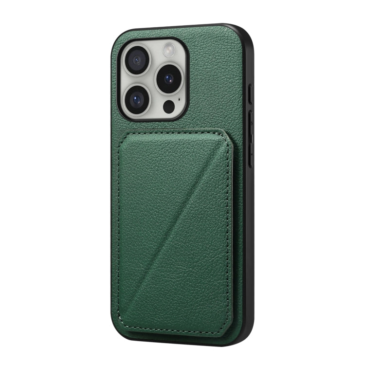 For iPhone 16 Pro D04 Calf Texture Dual Card Slot Holder Phone Case(Green) - iPhone 16 Pro Cases by buy2fix | Online Shopping UK | buy2fix