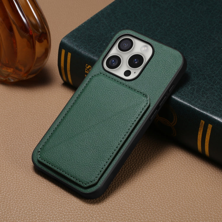 For iPhone 16 Pro D04 Calf Texture Dual Card Slot Holder Phone Case(Green) - iPhone 16 Pro Cases by buy2fix | Online Shopping UK | buy2fix