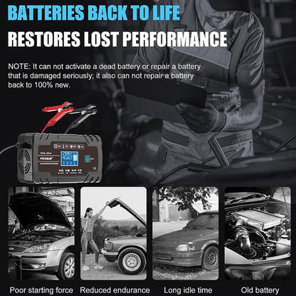 FOXSUR 8A 12V 24V Car / Motorcycle Smart Battery Charger, Plug Type:US Plug(Black) - Battery Charger by FOXSUR | Online Shopping UK | buy2fix