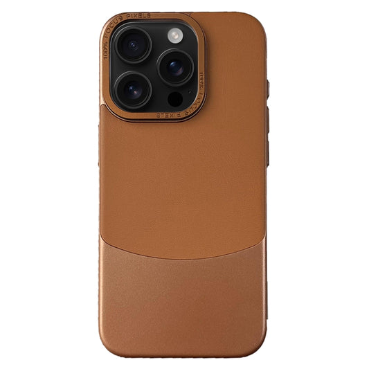 For iPhone 16 Pro Max Napa Texture PC + Leather Phone Case(Brown) - iPhone 16 Pro Max Cases by buy2fix | Online Shopping UK | buy2fix