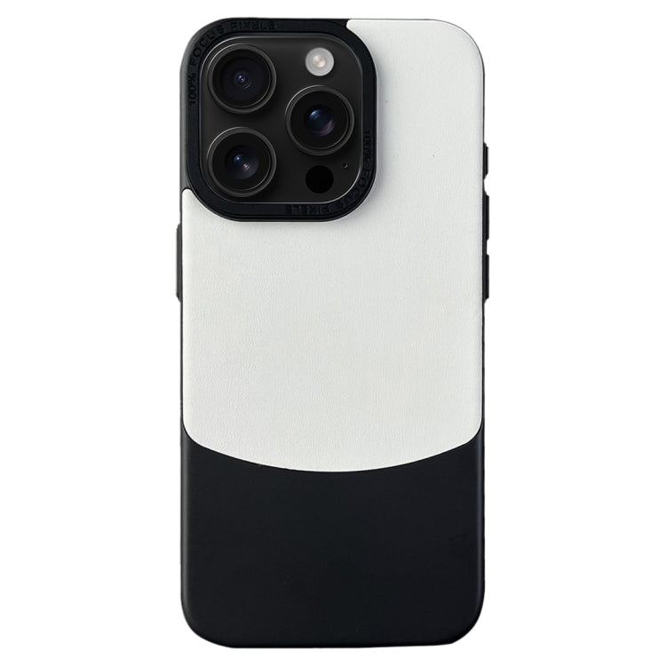 For iPhone 16 Pro Napa Texture PC + Leather Phone Case(Panda Black) - iPhone 16 Pro Cases by buy2fix | Online Shopping UK | buy2fix