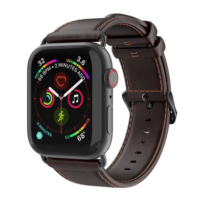 For Apple Watch Series 8 45mm DUX DUCIS Business Genuine Leather Watch Strap(Coffee) - Watch Bands by DUX DUCIS | Online Shopping UK | buy2fix