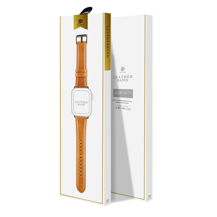 For Apple Watch Series 2 42mm DUX DUCIS Business Genuine Leather Watch Strap(Khaki) - Watch Bands by DUX DUCIS | Online Shopping UK | buy2fix