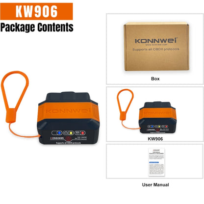 KONNWEI KW906 Bluetooth 5.0 Car OBD2 Scanner Support Android & iOS(Black Red) - Code Readers & Scan Tools by KONNWEI | Online Shopping UK | buy2fix