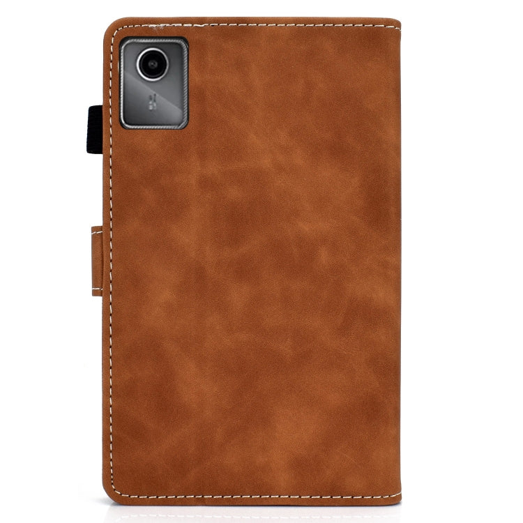 For Lenovo Tab M11 / Xiaoxin Pad 11 2024 Stitching Cowhide Texture Smart Leather Tablet Case(Brown) - Lenovo by buy2fix | Online Shopping UK | buy2fix