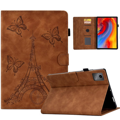 For Lenovo Tab M11 / Xiaoxin Pad 11 2024 Tower Embossed Leather Smart Tablet Case(Brown) - Lenovo by buy2fix | Online Shopping UK | buy2fix
