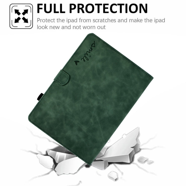 For Lenovo Tab M11 / Xiaoxin Pad 11 2024 Smile Embossed Smart Leather Tablet Case(Green) - Lenovo by buy2fix | Online Shopping UK | buy2fix