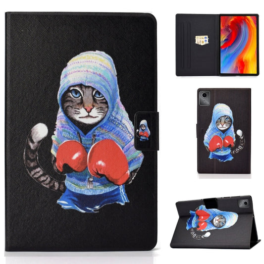 For Lenovo Tab M11 / Xiaoxin Pad 11 2024 Electric Pressed Colored Drawing Smart Leather Tablet Case(Boxing Cat) - Lenovo by buy2fix | Online Shopping UK | buy2fix