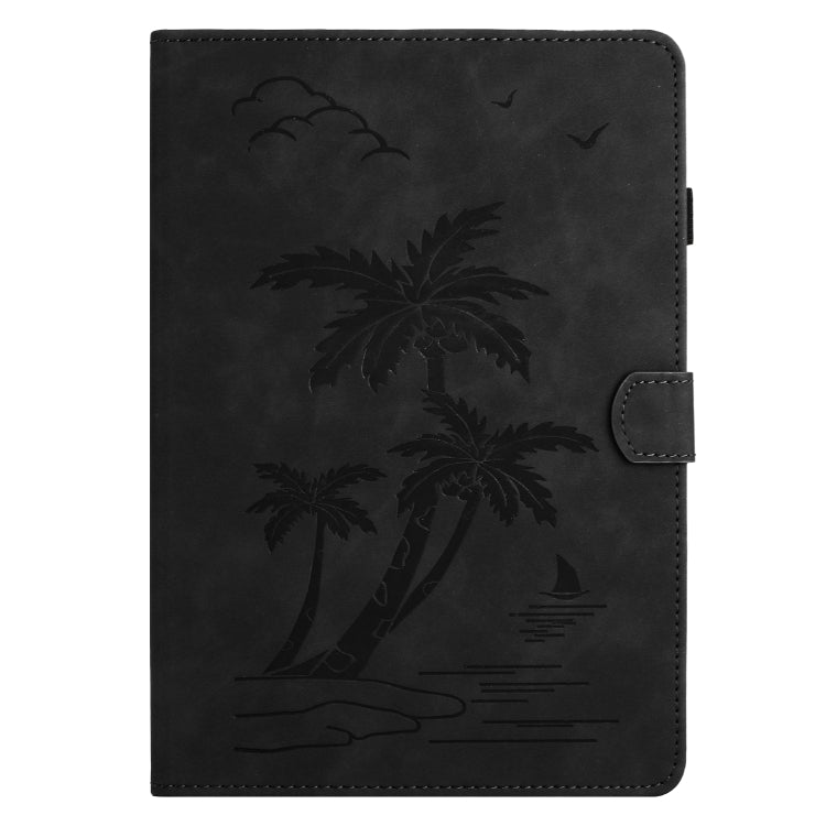 For Samsung Galaxy Tab S9 X710/X716B/X718U Coconut Tree Embossed Smart Leather Tablet Case(Black) - Galaxy Tab S9 Cases by buy2fix | Online Shopping UK | buy2fix