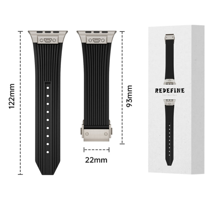 For Apple Watch Ultra 2 49mm Vertical Texture Titanium Buckle Elastic Silicone Watch Band(White) - Watch Bands by buy2fix | Online Shopping UK | buy2fix
