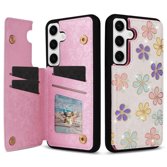 For Samsung Galaxy S24 5G Printed Double Buckle RFID Anti-theft Phone Case(Blossoming Flowers) - Galaxy S24 5G Cases by buy2fix | Online Shopping UK | buy2fix