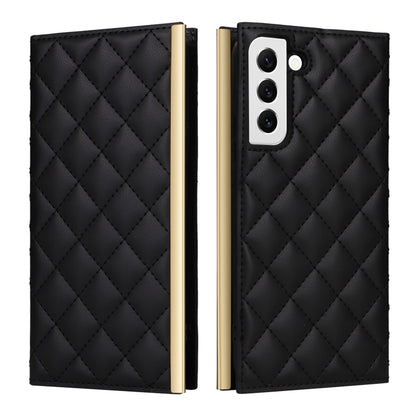 For Samsung Galaxy S21+ 5G Crossbody Rhombic Sucker Leather Phone Case(Black) - Galaxy S21+ 5G Cases by buy2fix | Online Shopping UK | buy2fix