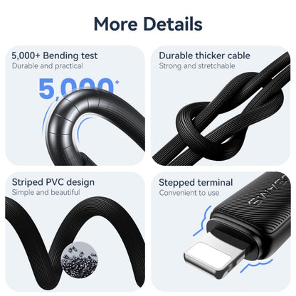 USAMS US-SJ694 USB to 8 Pin 2.4A Striped Fast Charge Data Cable, Length:2m(Pink) - Normal Style Cable by USAMS | Online Shopping UK | buy2fix