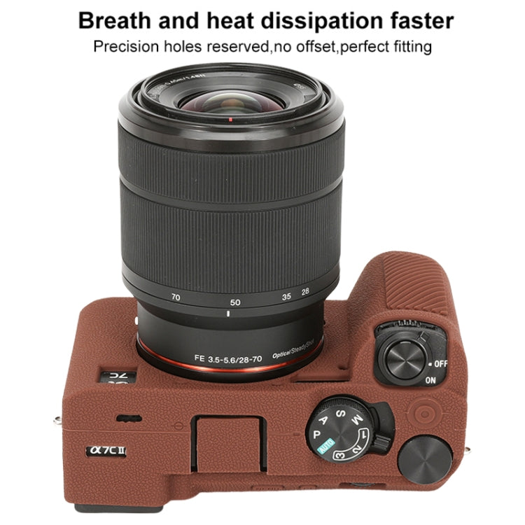 For Sony ILCE-7CM2 / A7C II / A7CR Litchi Texture Soft Silicone Protective Case(Coffee) - Protective Case by buy2fix | Online Shopping UK | buy2fix