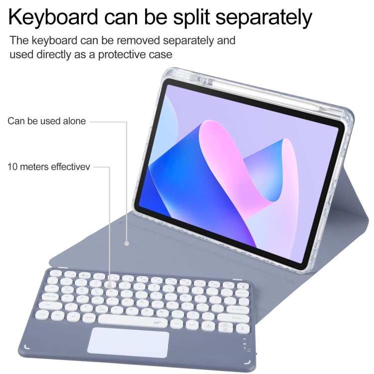 For Huawei MatePad 11 2023 / 2021 Round Button Bluetooth Keyboard Rotatable Holder Leather Case with Touchpad(Lavender Purple) - Huawei Keyboard by buy2fix | Online Shopping UK | buy2fix