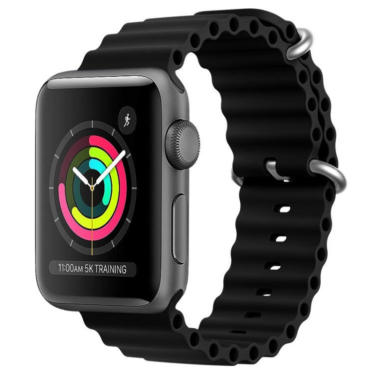 For Apple Watch Series 3 42mm ZGA Ocean Silicone Watch Band(Black) - Watch Bands by ZGA | Online Shopping UK | buy2fix