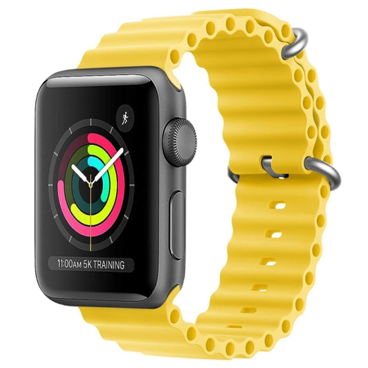 For Apple Watch 42mm ZGA Ocean Silicone Watch Band(Yellow) - Watch Bands by ZGA | Online Shopping UK | buy2fix