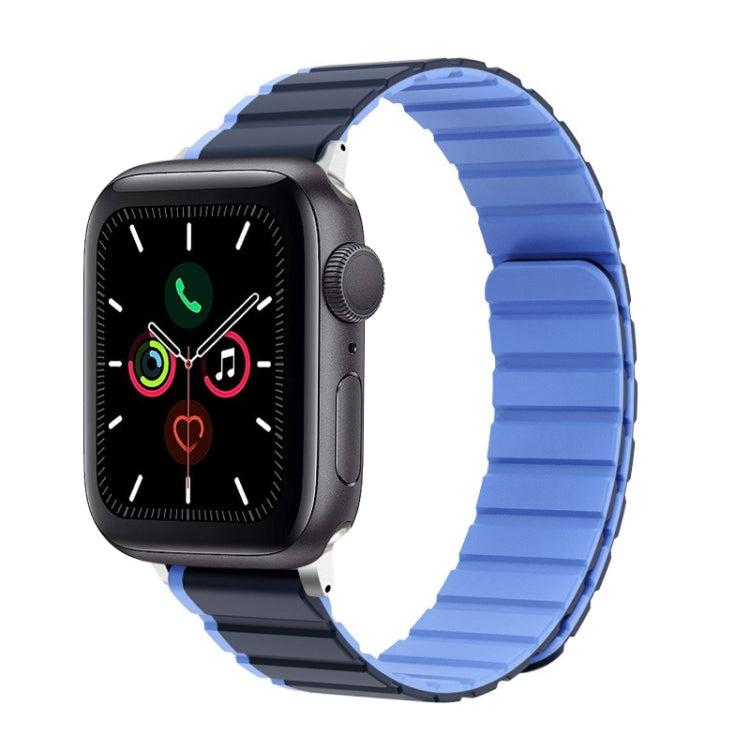 For Apple Watch Series 5 44mm ZGA Two Color Magnetic Silicone Watch Band(Dark Blue+Light Blue) - Watch Bands by ZGA | Online Shopping UK | buy2fix