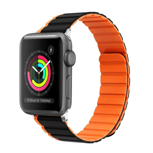 For Apple Watch 42mm ZGA Two Color Magnetic Silicone Watch Band(Black+Orange) - Watch Bands by ZGA | Online Shopping UK | buy2fix