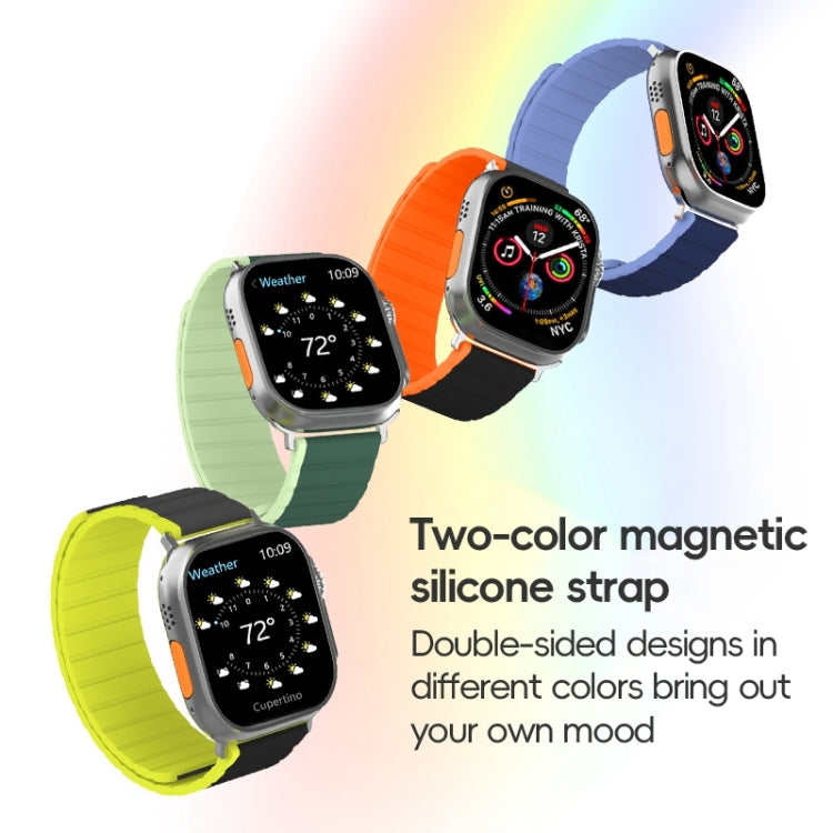 For Apple Watch Series 6 44mm ZGA Two Color Magnetic Silicone Watch Band(Black+Orange) - Watch Bands by ZGA | Online Shopping UK | buy2fix