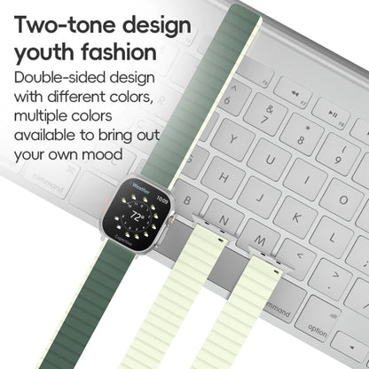 For Apple Watch Series 9 45mm ZGA Two Color Magnetic Silicone Watch Band(Dark Green+Light Green) - Watch Bands by ZGA | Online Shopping UK | buy2fix