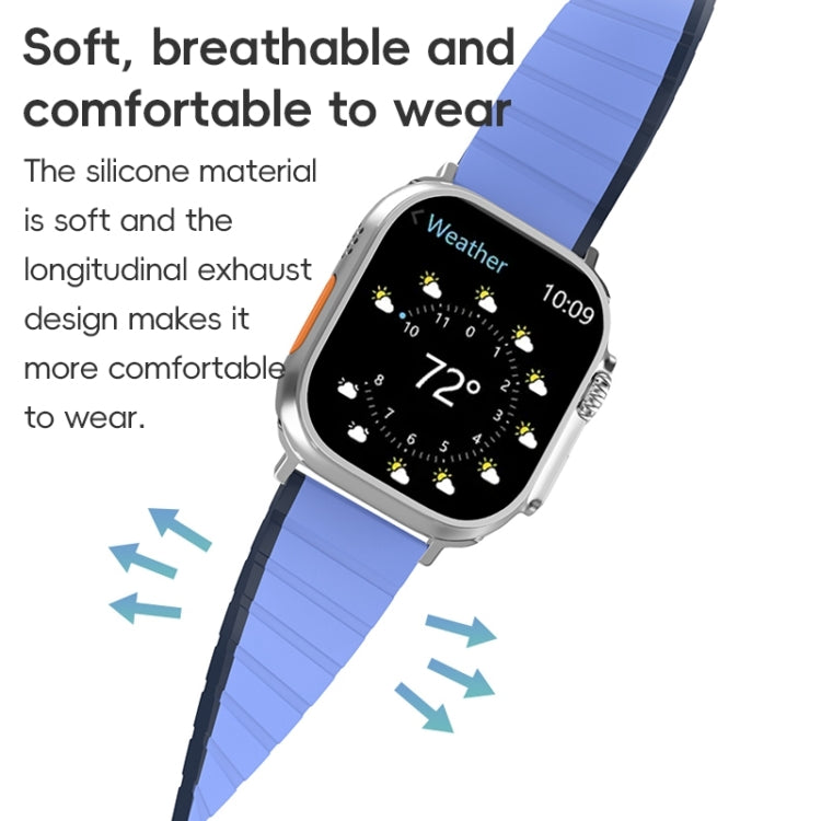 For Apple Watch Series 10 46mm ZGA Two Color Magnetic Silicone Watch Band(Dark Blue+Light Blue) - Watch Bands by ZGA | Online Shopping UK | buy2fix