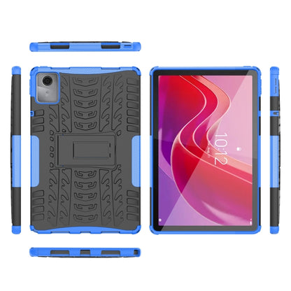 For Lenovo Tab M11/ Xiaoxin Pad 11 2024 Tire Texture TPU Hybrid PC Tablet Case with Holder(Blue) - Lenovo by buy2fix | Online Shopping UK | buy2fix