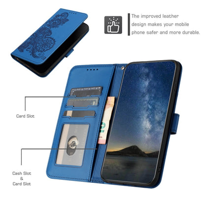 For iPhone 16 Pro Max Datura Flower Embossed Flip Leather Phone Case(Blue) - iPhone 16 Pro Max Cases by buy2fix | Online Shopping UK | buy2fix