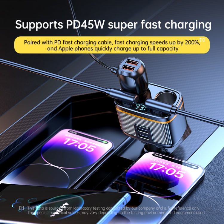 C27 6 in 1 PD45W Type-Cx2+USBx2 Car Cigarette Lighter Fast Charging Charger - Car Charger by buy2fix | Online Shopping UK | buy2fix