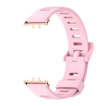 For Samsung Galaxy Fit 3 Mijobs Flat Hole Silicone Watch Band(Lotus Root Powder+Rose Gold) - Watch Bands by MIJOBS | Online Shopping UK | buy2fix