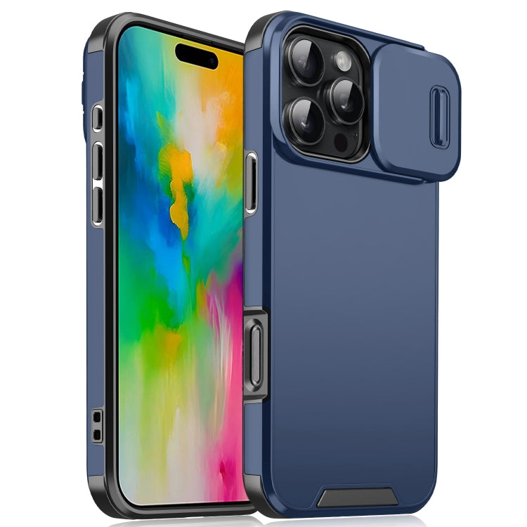 For iPhone 16 Pro Sliding Camshield TPU + PC Phone Case(Blue) - iPhone 16 Pro Cases by buy2fix | Online Shopping UK | buy2fix