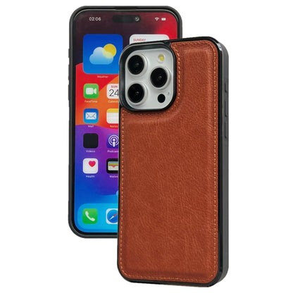 For iPhone 16 Pro Max Cowhide Texture Back Cover Phone Case(Brown) - iPhone 16 Pro Max Cases by buy2fix | Online Shopping UK | buy2fix