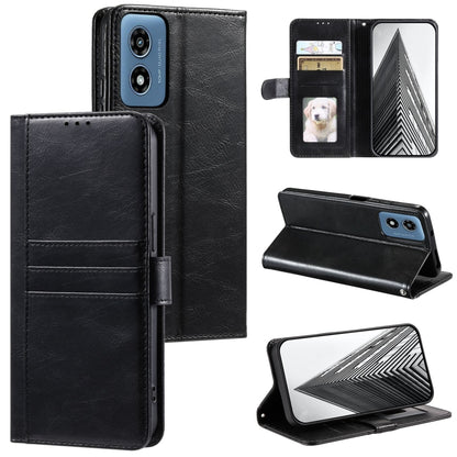 For Motorola Moto G Play 2024 Simple 6-Card Wallet Leather Phone Case(Black) - Motorola Cases by buy2fix | Online Shopping UK | buy2fix
