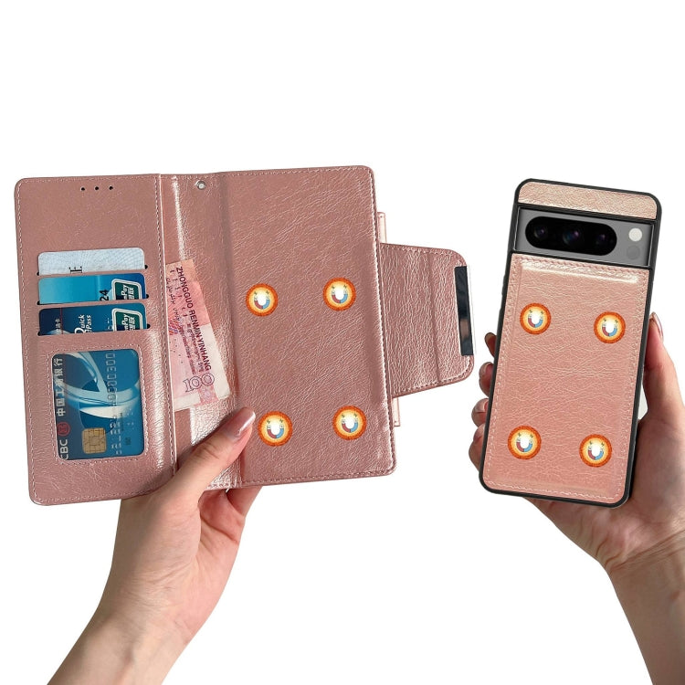 For Google Pixel 9 / Pixel 9 Pro Multifunctional 7-Card Wallet Leather Phone Case(Rose Gold) - Google Cases by buy2fix | Online Shopping UK | buy2fix