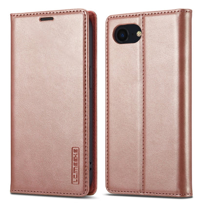 For iPhone 16e LC.IMEEKE Strong Magnetism Microfiber Leather Phone Case(Rose Gold) - iPhone 16e Cases by LC.IMEEKE | Online Shopping UK | buy2fix