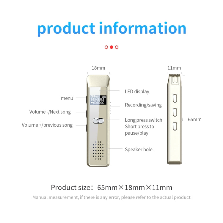 JNN Q7 Mini Portable Voice Recorder with OLED Screen, Memory:32GB(Gold) - Recording Pen by JNN | Online Shopping UK | buy2fix