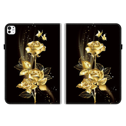 For iPad Pro 11 2024 Crystal Texture Painted Leather Smart Tablet Case(Gold Butterfly Rose) - iPad Pro 11 2024 Cases by buy2fix | Online Shopping UK | buy2fix