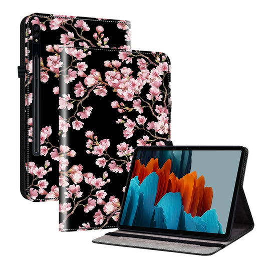 For Samsung Galaxy Tab S7 FE/S8+/S7+ Crystal Texture Painted Leather Tablet Case(Plum Bossom) - Galaxy Tab S8+ Cases by buy2fix | Online Shopping UK | buy2fix