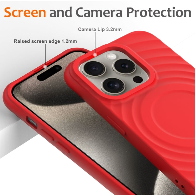 For iPhone 13 Pro Max Wave Texture MagSafe Magnetic Liquid Silicone Phone Case(Red) - iPhone 13 Pro Max Cases by buy2fix | Online Shopping UK | buy2fix