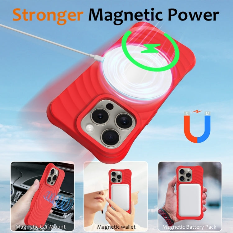 For iPhone 13 Pro Max Wave Texture MagSafe Magnetic Liquid Silicone Phone Case(Red) - iPhone 13 Pro Max Cases by buy2fix | Online Shopping UK | buy2fix