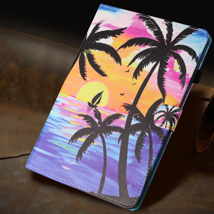 For Lenovo Tab M11/ Xiaoxin Pad 11 2024 Painted Litchi Leather Sewing Smart Tablet Case(Coconut Tree) - Lenovo by buy2fix | Online Shopping UK | buy2fix