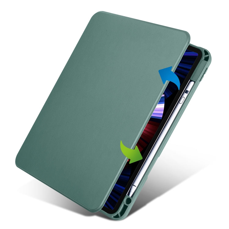 For iPad Air 11 2024 Acrylic 360 Degree Rotation Holder Leather Tablet Case(Pine Green) - iPad Air 11 2024 Cases by buy2fix | Online Shopping UK | buy2fix