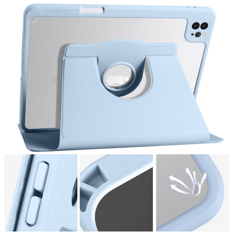 For iPad Air 13 2024 Acrylic 360 Degree Rotation Holder Leather Tablet Case(Ice Blue) - iPad Air 13 2024 Cases by buy2fix | Online Shopping UK | buy2fix