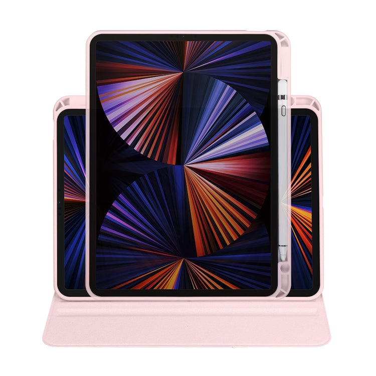 For iPad Air 13 2024 Acrylic 360 Degree Rotation Holder Leather Tablet Case(Sand Pink) - iPad Air 13 2024 Cases by buy2fix | Online Shopping UK | buy2fix