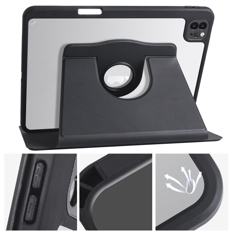 For iPad Pro 13 2024 Acrylic 360 Degree Rotation Holder Leather Tablet Case(Black) - iPad Pro 13 2024 Cases by buy2fix | Online Shopping UK | buy2fix